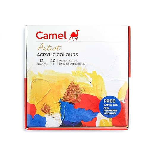 Camlin Kokuyo Artist 40ml Acrylic Color Shade - 12 Shades (Multicolor)